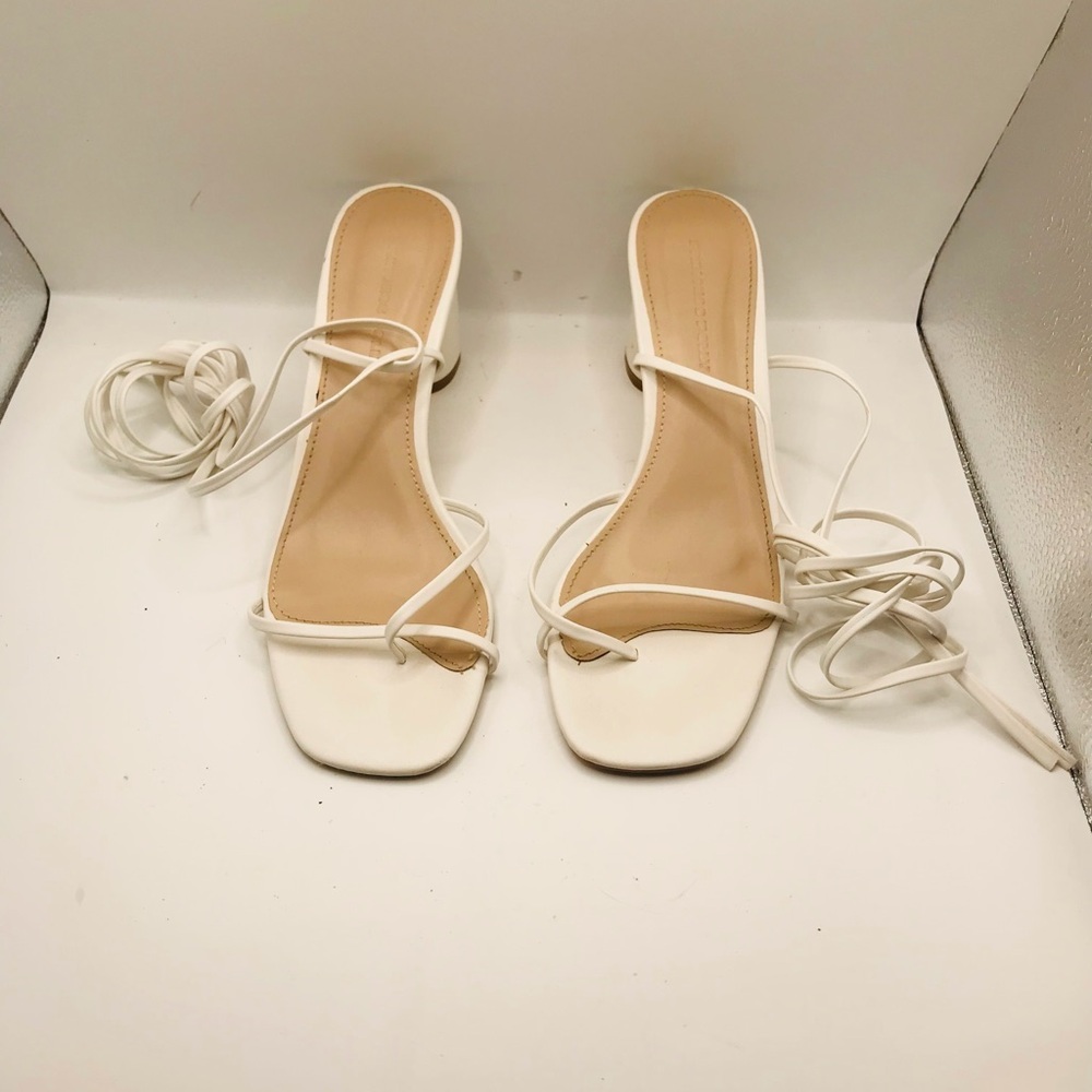 Princess Polly Lace-Up White Strappy Block Heel Sandals